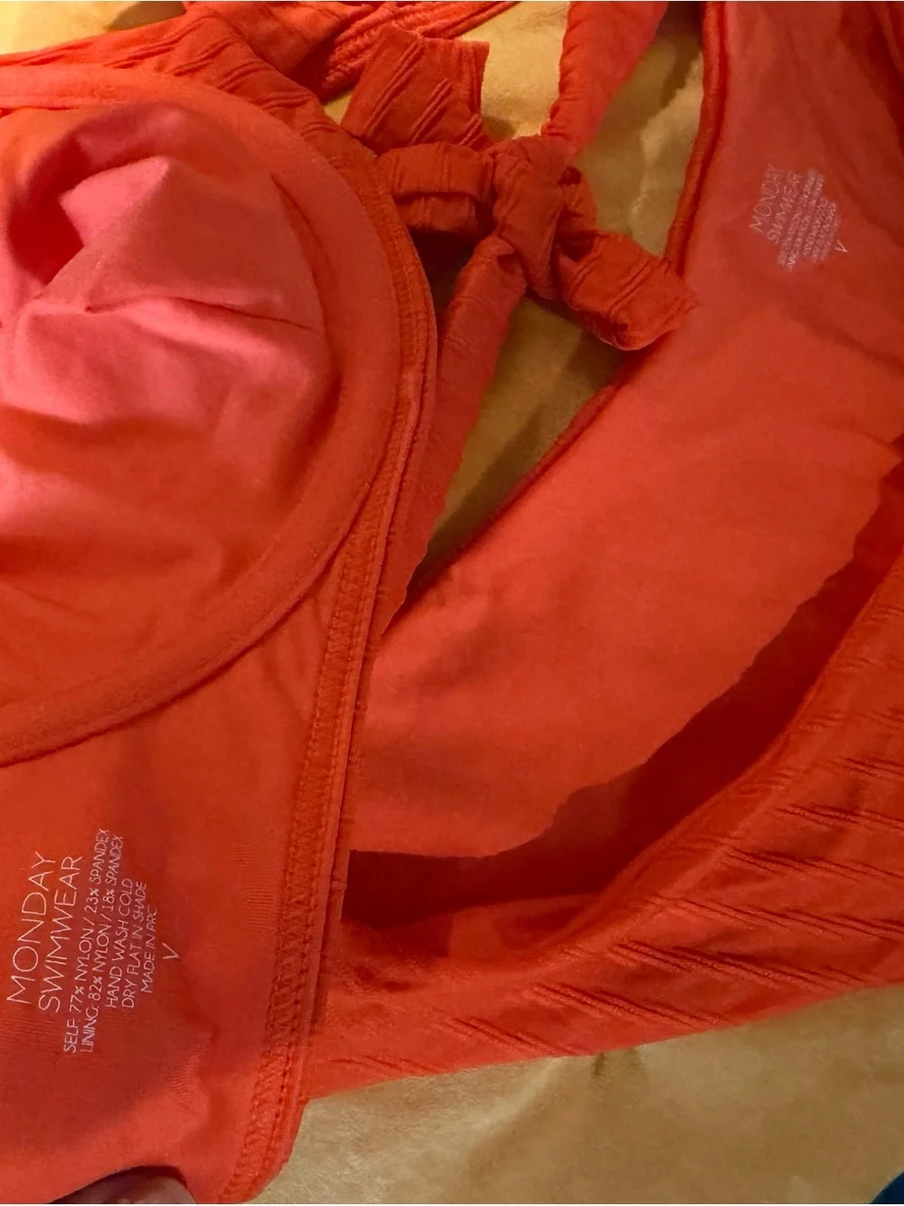 Monday Swimwear Orange Ribbed Underwire Bikini Bottom